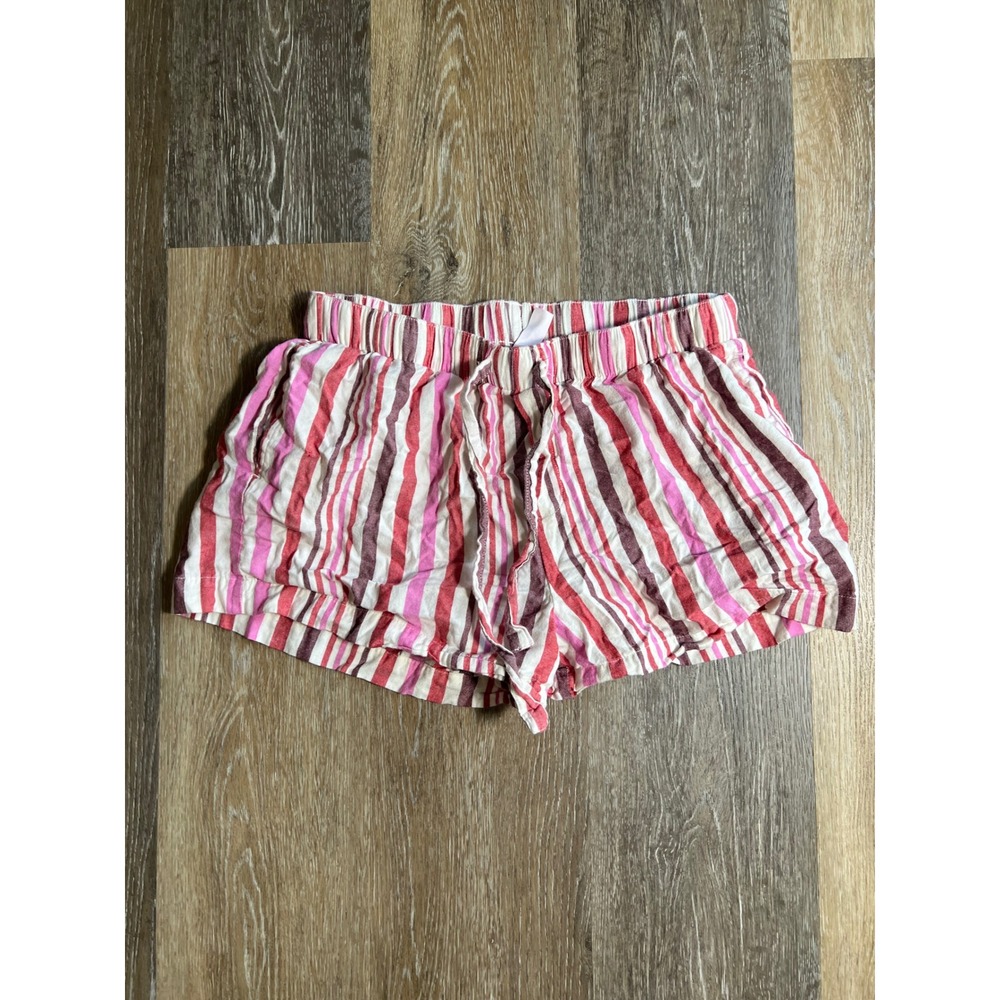 Auden Striped Pajama Shorts Womens Medium Red Pink Excellent Sleepwear